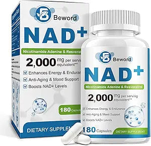 Liposomal NAD 2000 Mg, 180 Capsules, 4-in-1 Formula with Liposomal NAD, Trans-Resveratrol, Non-GMO | Energy Support
